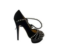 Charlotte Olympia Women's Preloved Angry Portia Studded Platform Pumps in Black Suede | Size: 5