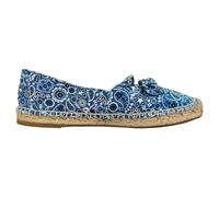 Charlotte Olympia Women's Preloved Bandana Espadrille Flats in Blue Canvas in Navy | Size: 8