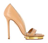 Charlotte Olympia Women's Preloved Christine Open Toe Sandals in Beige Leather | Size: 2.5