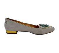 Charlotte Olympia Women's Preloved Embellished Ballet Flats in Grey Suede | Size: 5.5