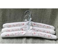 Charlotte ~ our Beautiful set of 3 Luxury Padded Cotton Clothes Hangers with Delicate Embroidery Detail and complimentary Drawstring Bag