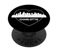 Charlotte Silhouette Skyline Art NC Queen City Souvenir PopSockets Adhesive PopGrip