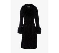 CHARLOTTE SIMONE Penny III 70's Black Mongolian Trim Longline Coat Siz