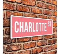 Charlotte Street Sign - Personalized Girls Name Decorative Signage, UV Protected Full Color Print on Aluminum Composite, Charlotte's Room Plaque