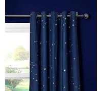 Charlotte Thomas Space Time Theme Pair Lined Eyelet Curtains in Navy Blue 66" x 72" (168cm x 183cm)
