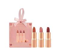 Charlotte Tilbury Iconic Mini Lip Trio - Limited Edition Bauble Gift Set with 3 Mini Lipsticks - Berry-Pink Pillow Talk Medium, Berry-Rose Walk of No Shame, Coral Stoned Rose - Matte & Satin Finish