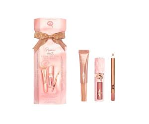 Charlotte Tilbury Pillow Talk Iconic Lip & Cheek Kit, Mini Set with Lip Cheat Liner, Light Wand, Plumpgasm Lipstick, Pink-Nude, 3-piece