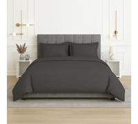 CharlottelyHues 3 Piece Duvet Set- 100% Egyptian Cotton Breathable, Soft Duvet Cover Set with Zipper & Corner Ties Quilt Cover Sateen Weave Durable Duvet - King/Cal King (Dark Grey)
