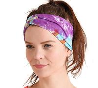 CHARM Boho Hippie Tie-Dye Turbans - Elastic Head Wrap Hair Band Bandana Stretch Hairband Tie-Dye E