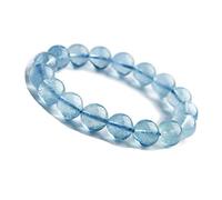 charm bracelet 13mm Natural Blue Aquamarine Clear Crystal Round Beads Bracelet For Women Men AAAAA