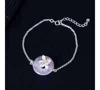 Charm bracelet Feng Shui Natural Crystal Bracelet 7A Rose Quartz Green Aventurine Bracelet Lucky Lotus Charm 925 Silver Flower Vacation Jewelry Amulet Attract Money Prosperity Luck,Pink ( Color : Gree