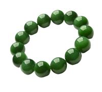 Charm bracelet Feng Shui Wealth Green Bracelet Natural Hetian Jade Bracelet Reiki Crystal Beaded Stretch Bracelet Chakra Talisman Peace Prospertity (Size : 18mm)