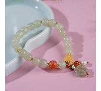 Charm bracelet Natural Hetian Jade Bracelet Feng Shui Amulet Bracelet Lucky Charm Bracelet for Women Good Luck Multi Gemstone Jade Stretchy Beaded Bracelet Talisman Stone for Wealth Prosperity (Color