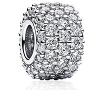 Charm Bracelet Necklace 925 Sterling Silver Stitch Heart Infinity Love Family Pendant Beads Sparkling Moon Star Snowflake Reindeer Paw Print Charm Jewelry Gift for, Zirconia silver, Cubic Zirconia