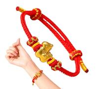 Charm Bracelet with Unique Design - Adjustable Model for New Year 2026 - Red Thread Bracelet Fashion Accessory for Girls Spring Festival Birthday Date, Siehe Beschreibung, Metal and cotton thread, See