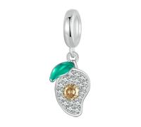 Charm Bracelets for Womens - Sterling Silver Charms for Pandora Bracelet Enamel Fruits Apples Strawberries Beads (Mango Pendant)