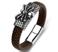 Charm Bracelets, Men's Bangle Skull Charm Bracelet Boy Wrist Chain Stainless Steel with Magnetic Clasp Gifts