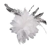Charm Brooches Fabric Flower Pins Hair Accessories Hairband For Girls Festival Decoration For Birthday Wedding Party(White)
