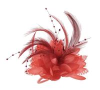 Charm Brooches Fabric Flower Pins Hair Accessories Hairband For Girls Festival Decoration For Birthday Wedding Party(Light red)