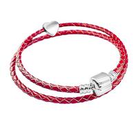 Charm Buddy 41cm / 22cm Double Wrap Leather Starter Charm Bracelet with Heart Charm and Gift Box Birthday Gifts for Her Birthday Gifts for Women 18th 21st 30th 40th 50th 60th 70th (7. Red)