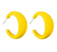 Charm Buddy 70s 80s C Hoop Cuff Acrylic Stud Dangle Earrings 80's Retro Earrings for Women Disco Fancy Dress 70s 80s Party Accessories (h. Yellow)