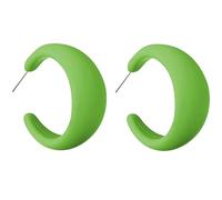 Charm Buddy 70s 80s C Hoop Cuff Acrylic Stud Dangle Earrings 80's Retro Earrings for Women Disco Fancy Dress 70s 80s Party Accessories (k. Bright Green)