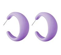Charm Buddy 70s 80s C Hoop Cuff Acrylic Stud Dangle Earrings 80's Retro Earrings for Women Disco Fancy Dress 70s 80s Party Accessories (m. Lilac)