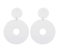 Charm Buddy 70s 80s Donut Hoop Acrylic Stud Dangle Earrings 80's Retro Earrings for Women Disco Fancy Dress 70s 80s Party Accessories (2. White)