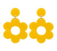 Charm Buddy 70s 80s Flower Acrylic Stud Dangle Earrings 80's Retro Earrings for Women Disco Fancy Dress 70s 80s Party Accessories (11. Yellow)