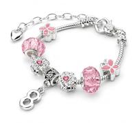 Charm Buddy Girls Pink Butterfly Birthday Charm Bracelet, Silver Plated | Adjustable silver plated bracelet, 16cm with 5cm heart extender, a gift for a daughter, granddaughter or niece, gift-boxed