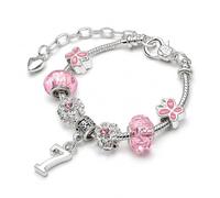 Charm Buddy Girls Pink Butterfly Birthday Charm Bracelet, Silver Plated | Adjustable silver plated bracelet, 16cm with 5cm heart extender, a gift for a daughter, granddaughter or niece, gift-boxed