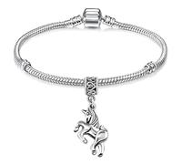 Charm Buddy Girls Unicorn Bracelet, Silver Plated Charm Bracelet, Gift Box | Silver unicorn pendant included, sizes 15-23cm from young girls to adults, a keepsake for birthdays and Christmas