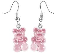 Charm Buddy Gummy Bear Jelly Bear Resin Earrings Drop Dangle Earrings Womens Girls Jewellery Jewelry (2. Pink)