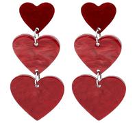 Charm Buddy Hearts Cluster Acrylic Stud Dangle Earrings Retro Earrings for Women Disco Fancy Dress 80s Party Accessories (3. Dark Red Hearts)