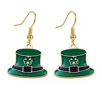 Charm Buddy St Patricks Day Saint Paddys Day Irish Shamrock Novelty Dangly Earrings with Gift Bag Celtic Irish Jewellery Jewelry (5. Leprechaun Hat Gold)
