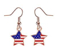 Charm Buddy USA American Flag Independence Day Celebration Flag Dangle Earrings with Gift Bag 4th of July USA US Jewellery Jewelry (2. Gold Plated Stars)