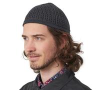 CHARM Casualbox | Knit Cotton Skull Cap | Kufi Islam Prayer Hat | Crochet Mesh Skully Beanie | Men's Headwear for All Seasons Grey