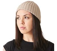 CHARM Casualbox | Mens Fisherman's Beanie 100% Cotton Womens Knit Beanie Cap Classic Design Simple Ribbed Slouch Hat Beige(Size: One Size)