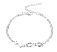 Charm Chain Bracelets - Handmade Alloy Chain Bracelet with Love Heart | Romantic Adjustable Charm for Dating, Camping, Travel, Beach, Evenings, Se référer à la description, Metal, Refer to description