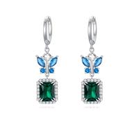 Charm Dangle Earrings for Women Flower/Moon/Dragonfly/Butterfly Gemstone Dangle Earrings 925 Sterling Silver Drop Earrings Christmas Birthday Gifts for Women Her, ONE SIZE, Cubic Zirconia, Cubic