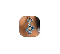 Charm Double Flower Enamel Drop Dangle Earrings for Women,Unique Dripping Oil Blue Floral Hanging Earrings,Glossy Prom Wedding Jewelry Gifts, L, Metal, No Gemstone
