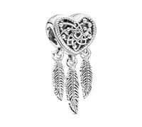Charm Dreamcatcher Heart in Filigree and Feathers 799107C00 Woman Silver