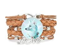 Charm Dreamy Nebula Akita Dog Love Adjustable Leather Braided Bracelet Brow
