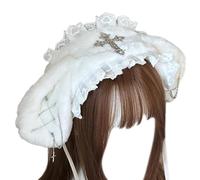 Charm Ear Bunnies Headband with Crosses Chain Trendy Lolitas Plush Headbands for Everyday Life and Special Event Unique Hair Ornaments