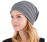CHARM Extra Slouchy Summer Beanie for Men - Women Baggy Hipster Knit Cotton Slouch Hat Grey