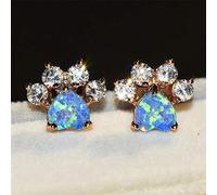 Charm Female Rainbow Stone Stud Earrings Boho Yellow Gold Wedding Earrings Cute Small Dog Cat Paw Claw Earrings For Women