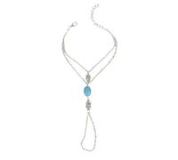 Charm Hand Chain Bracelet With Ring Silver Blue Stone Bridal Design 1 Pic Creative And Exquisite Workmanship Professional process