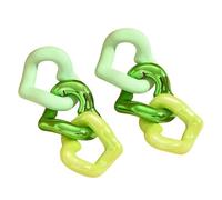Charm Hollow Chunky Acrylic Link Chain Dangle Earrings for Women, Handmade Matte Glossy Geometric Minimalist Hypoallergenic Drop Earrings, Multicolor Irregular Heart Shape Statement Jewelry, Y2K Retro