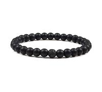 Charm jewelry Gemstone Bracelet, Beaded Bracelets Natural Black Matte Lava Stone Beads Bangles Elastic Crystal Bracelet Reiki Crystal Jewelry for Men Women