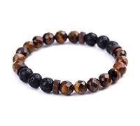Charm jewelry Gemstone Bracelet,Natural Black Lava Beads Beaded Bracelets,Polygonal Tiger Eye Stone Beads Bangles,Elastic Crystal Bracelet Reiki Crystal Jewelry for Men Women